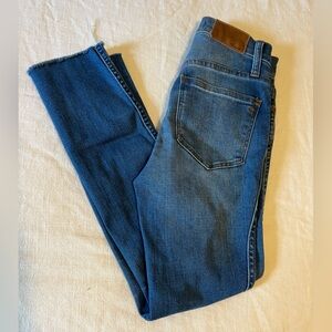 Madewell Blue Denim Jeans with Brown Leather Patch